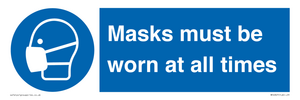 Masks must be worn at all times